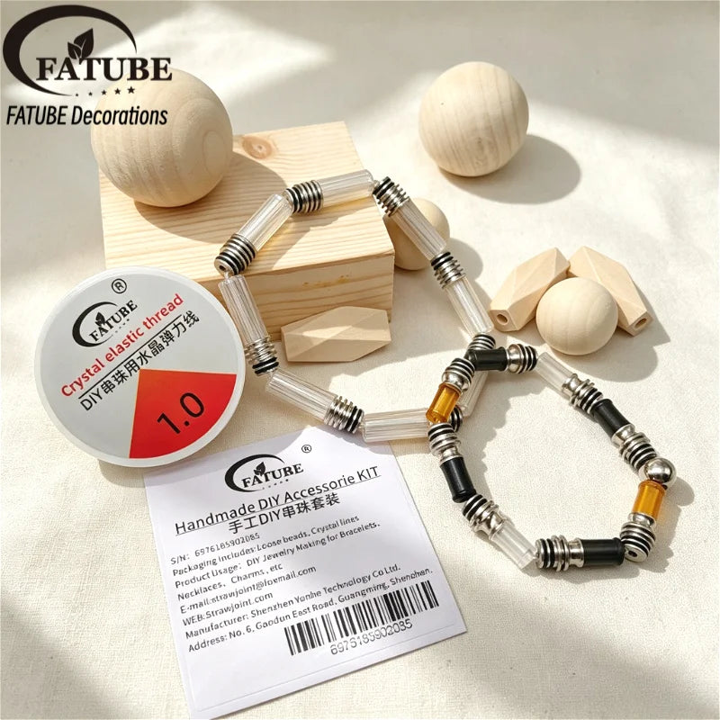 FATUBE DIY Bracelet Making Kit 1.0mm Crystal Elastic Thread Metal Plastic Spacer Beads Hand Handmade Bracelet Craft Accessories
