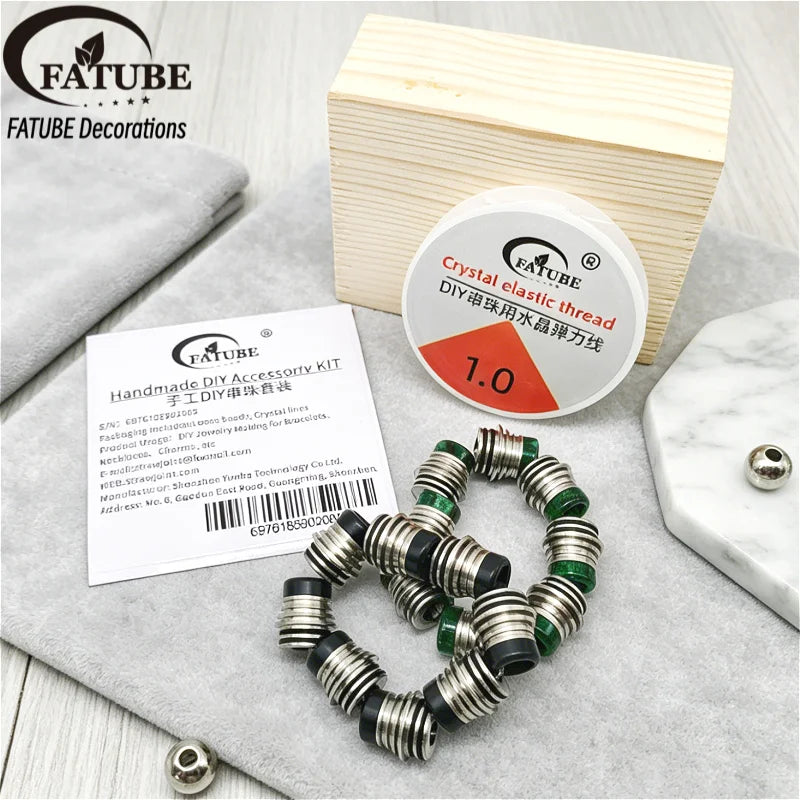 FATUBE Metal Resin Spacer Beads DIY Bracelet Jewelry Making Kit with 1.0mm Crystal Elastic Thread