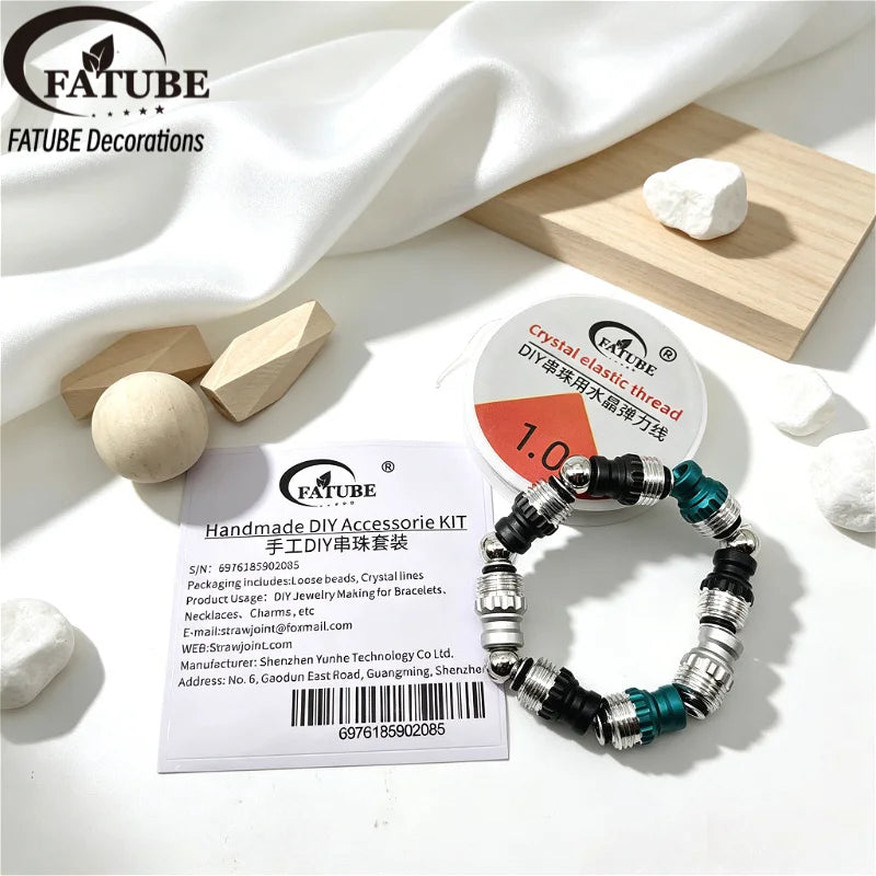 FATUBE Metal Spacer Beads DIY Bracelet Making Kit Crystal Elastic Thread Loose Beads for Handmade Jewelry Charms Craft Supplies