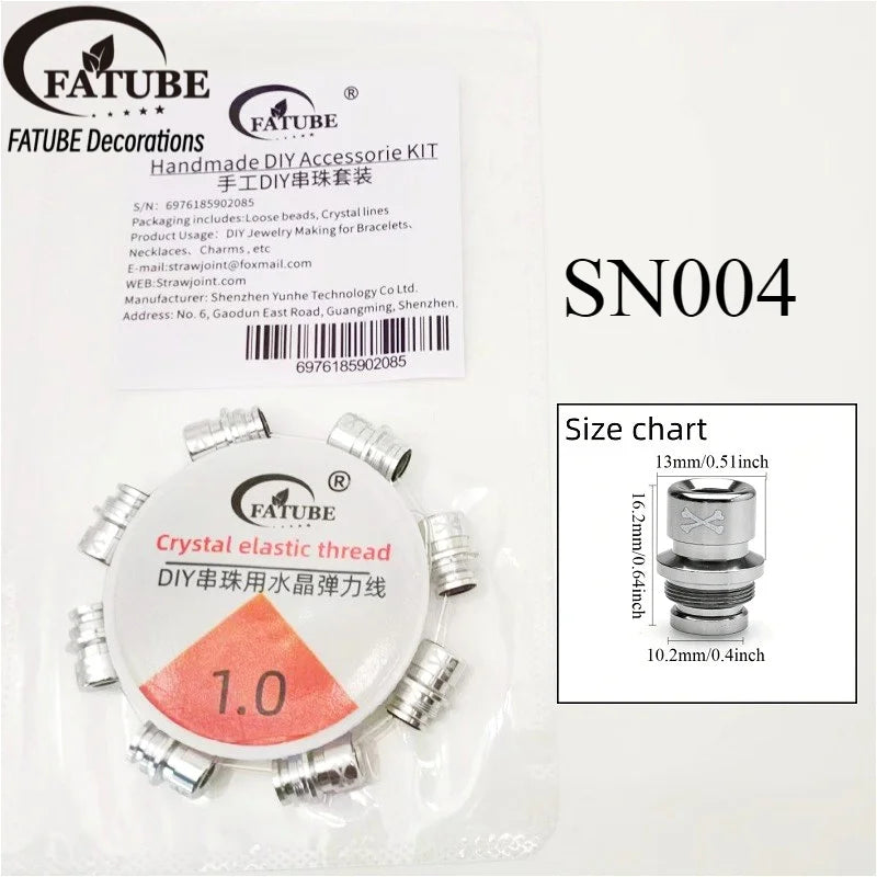 FATUBE Multicolor Large Hole Aluminum Spacer Bead Crystal Elastic Thread DIY Handmade Bracelet Necklace Jewelry Making Parts Set