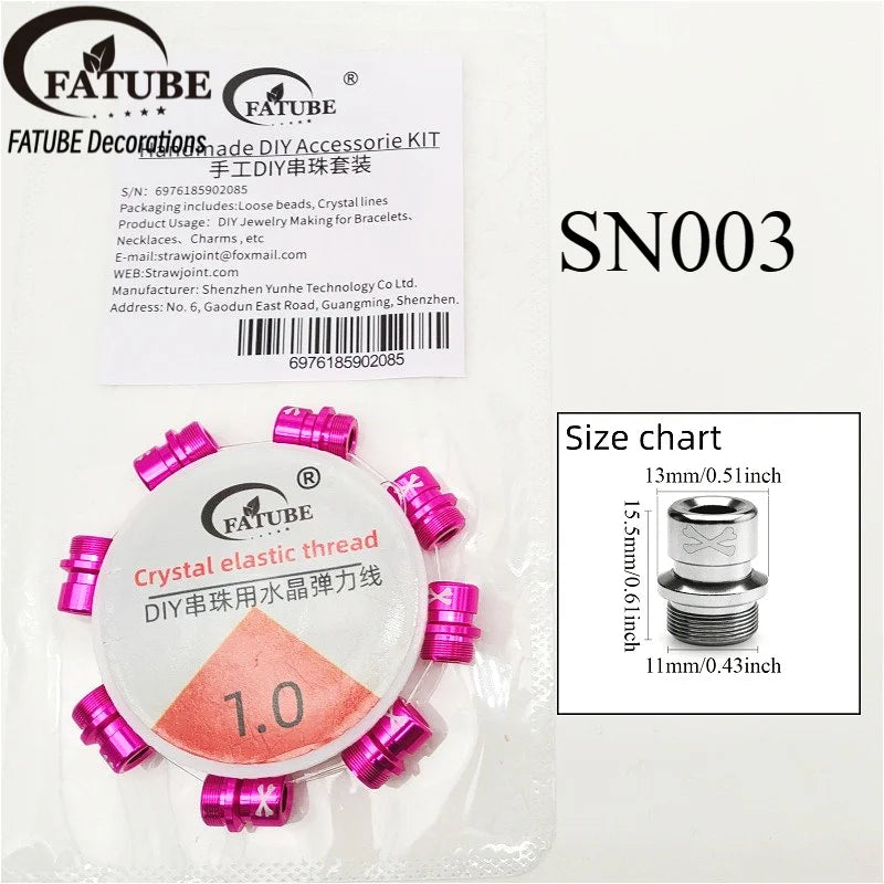 FATUBE DIY Jewelry Set Multicolor Thread Large Hole Aluminum Beads Elastic Thread For Handmade Bracelet Charm Craft Making