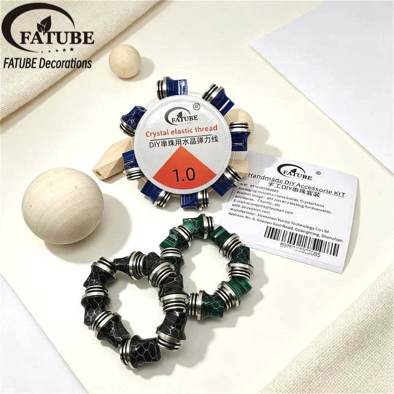 FATUBE Snake Skin Pattern Resin Metal Spacer Beads DIY Handmade Bracelet Necklace Jewelry Making Loose Beads Supplies Kit
