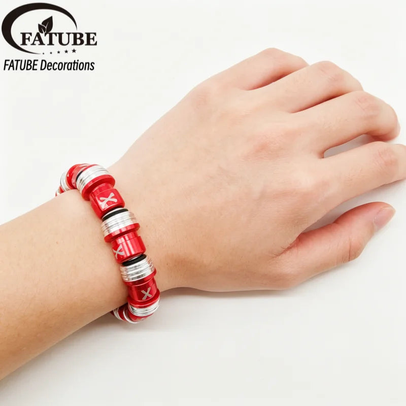 FATUBE Multicolor Large Hole Aluminum Spacer Beads Kit With Crystal Elastic Thread DIY Bracelet Necklace Jewelry Making Parts