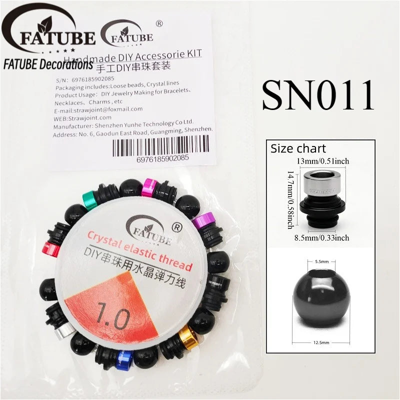 FATUBE Mixed Color Aluminum & Glossy Black Round Ball Spacer Loose Beads for DIY Bracelet Handmade Jewelry Making Parts