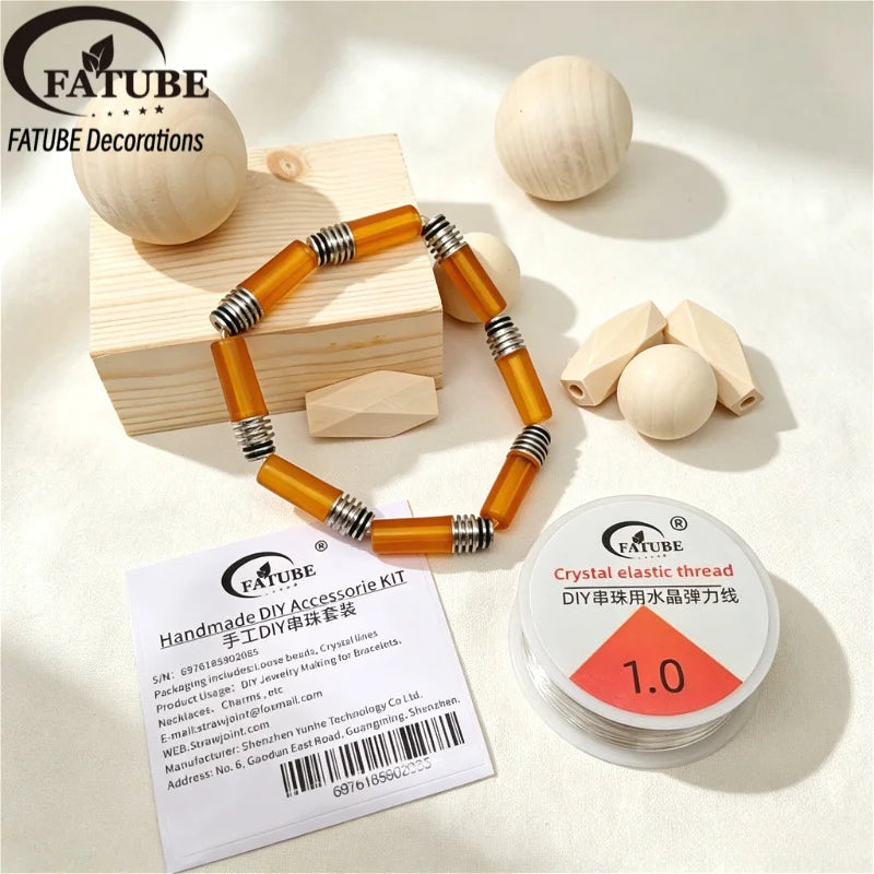 FATUBE DIY Bracelet Making Kit 1.0mm Crystal Elastic Thread Metal Plastic Spacer Beads Hand Handmade Bracelet Craft Accessories