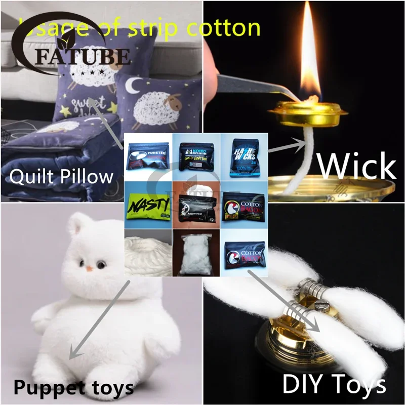 Flashwicks Long-staple AngoRabbit wicking NASTY KENDO Cotton Bacon Prime Cotton DIY Filling Material
