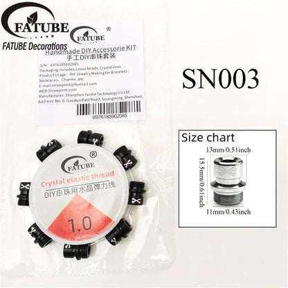 FATUBE DIY Jewelry Set Multicolor Thread Large Hole Aluminum Beads Elastic Thread For Handmade Bracelet Charm Craft Making