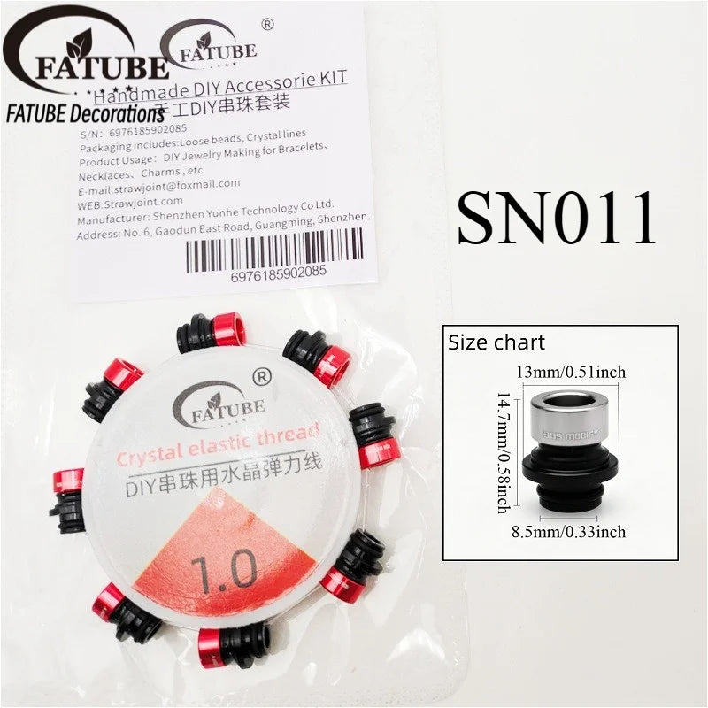 FATUBE Mixed Color Aluminum & Glossy Black Round Ball Spacer Loose Beads for DIY Bracelet Handmade Jewelry Making Parts