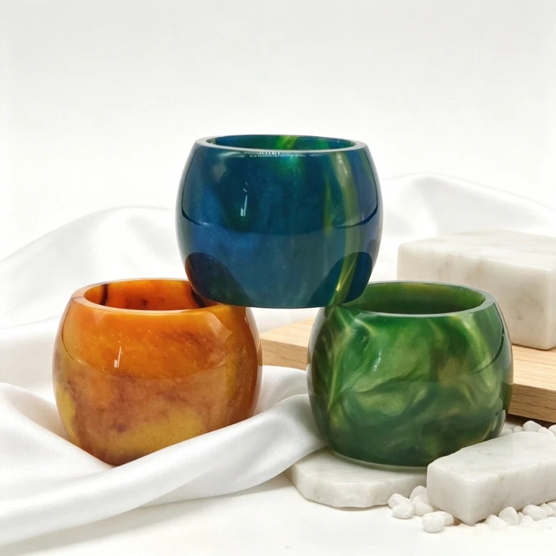 Honeycomb Marbled Resin Cylinder Sleeve Fat Tube Decorative Display Holder Round Resin Tube Accessories for Display Ornament