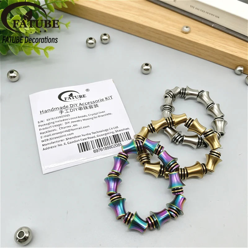 FATUBE Umbrella Shape Metal Plastic Spacer Beads Kit With Elastic Thread DIY Bracelet Necklace Handmade Jewelry Making Accessory