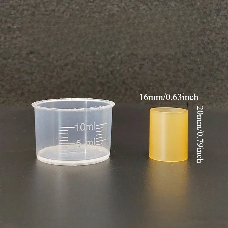 Plastic High Temperature Glossy Tube with Measuring Cup - For Measuring/Storing Small Amounts of Liquid