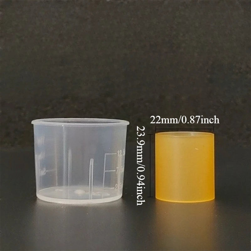 Plastic High Temperature Glossy Tube with Measuring Cup - For Measuring/Storing Small Amounts of Liquid