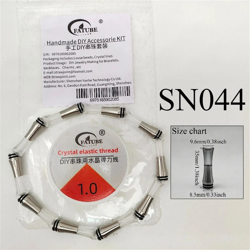 FATUBE Metal Plastic Tube Beads DIY Bracelet Making Kit with 1.0mm Crystal Elastic Thread Handmade Jewelry Spacer Beads Suppiles