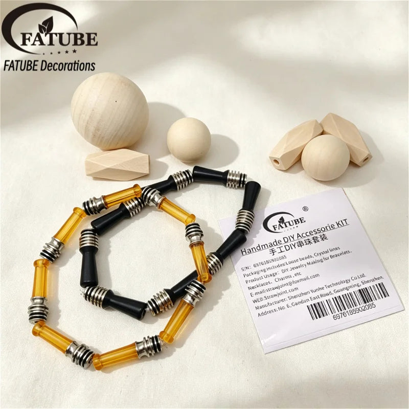 FATUBE DIY Bracelet Making Kit 1.0mm Crystal Elastic Thread Metal Plastic Spacer Beads Hand Handmade Bracelet Craft Accessories