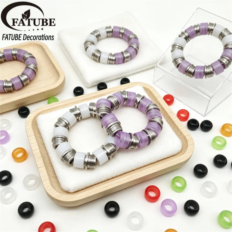 FATUBE Multicolor Acrylic & Stainless Steel Beads, DIY Jewelry Accessories for Bracelets, Necklaces, Charms and Handmade Crafts