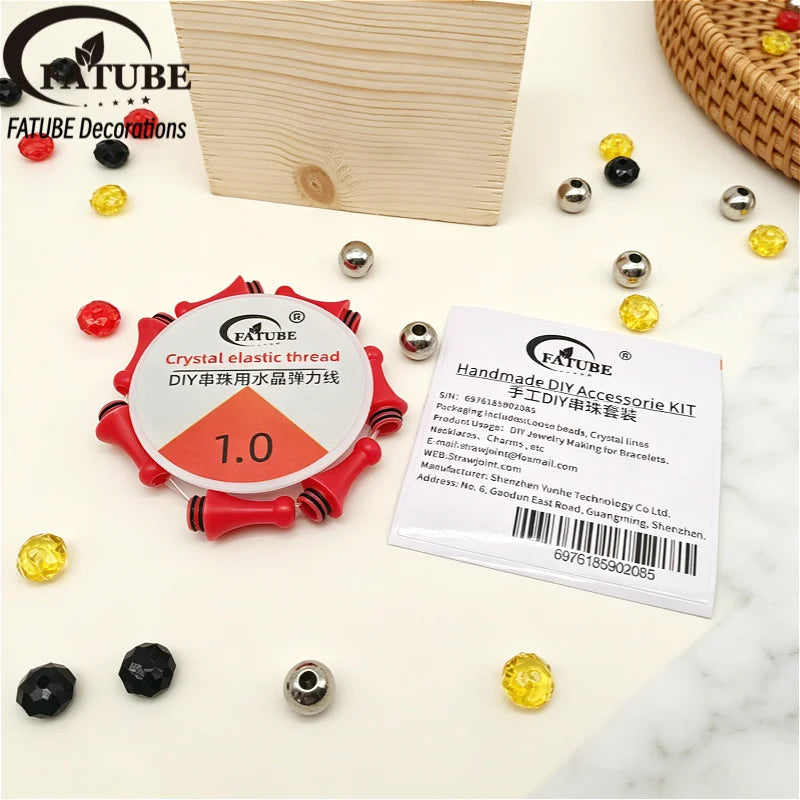 FATUBE Handmade DIY Accessorie Kit Spacer Beads Metal Plastic Loose Beads with Elastic Thread for Bracelets Necklaces Making