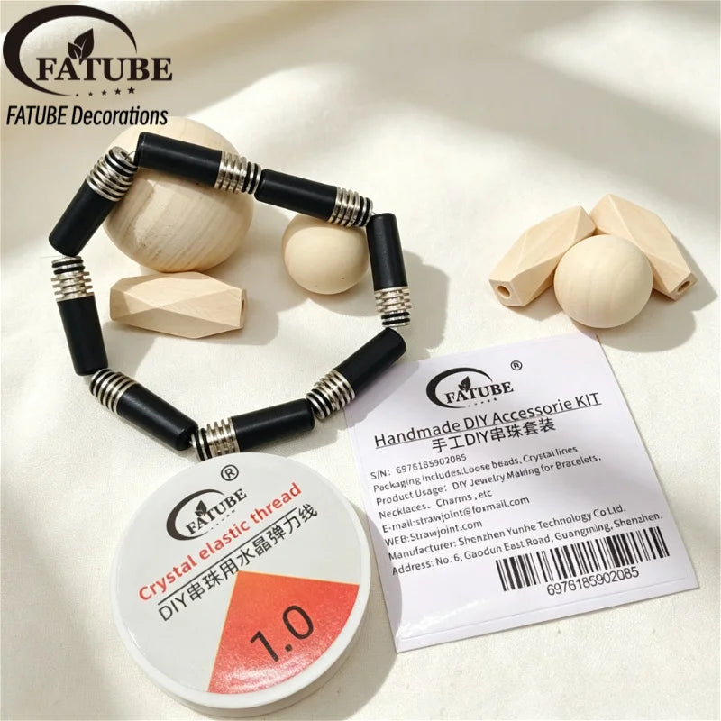 FATUBE DIY Bracelet Making Kit 1.0mm Crystal Elastic Thread Metal Plastic Spacer Beads Hand Handmade Bracelet Craft Accessories