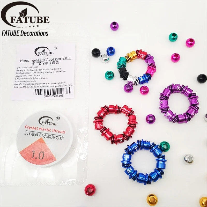 Multicolor Round Aluminum Loose Beads with Crystal Elastic Thread Handmade DIY Beading Kit for Bracelet Necklace Jewelry Making