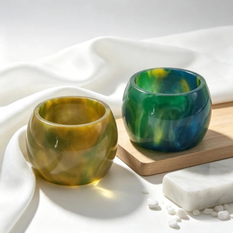 Honeycomb Marbled Resin Cylinder Sleeve Fat Tube Decorative Display Holder Round Resin Tube Accessories for Display Ornament