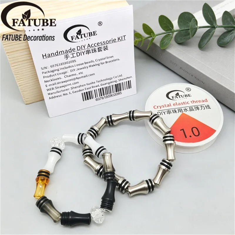 DIY Bracelet Making Accessories Kit Multicolor Tube Beads Spacer Beads 1.0mm Crystal Elastic String Handcraft Jewelry Supplies
