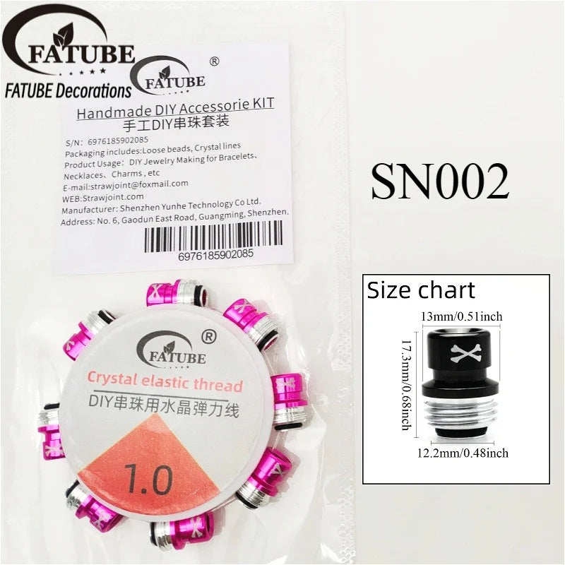 FATUBE Multicolor Large Hole Aluminum Spacer Beads Kit With Crystal Elastic Thread DIY Bracelet Necklace Jewelry Making Parts