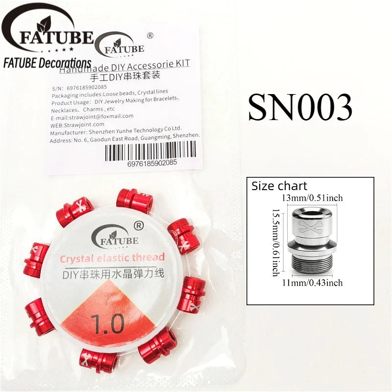 FATUBE DIY Jewelry Set Multicolor Thread Large Hole Aluminum Beads Elastic Thread For Handmade Bracelet Charm Craft Making