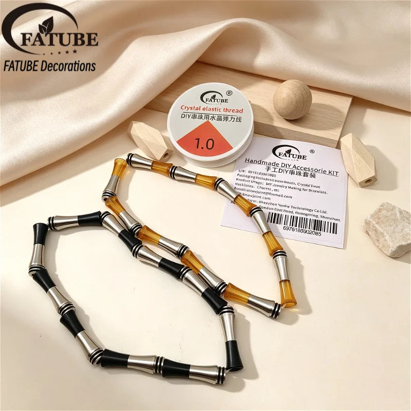 FATUBE Metal Plastic Tube Beads DIY Bracelet Making Kit with 1.0mm Crystal Elastic Thread Handmade Jewelry Spacer Beads Suppiles
