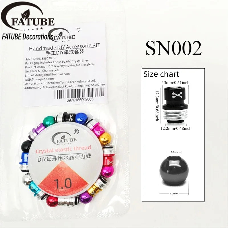 FATUBE Multicolor Large Hole Aluminum Spacer Beads Kit With Crystal Elastic Thread DIY Bracelet Necklace Jewelry Making Parts