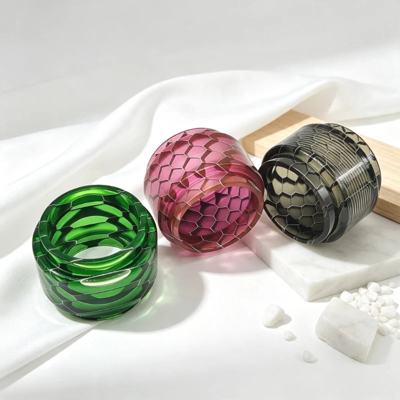 Honeycomb Marbled Resin Cylinder Sleeve Fat Tube Decorative Display Holder Round Resin Tube Accessories for Display Ornament