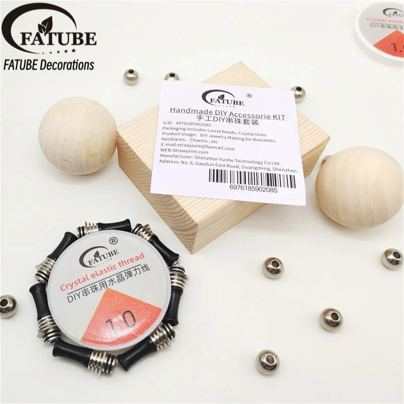 FATUBE DIY Jewelry Making Tube Beads Kit Metal Plastic Spacer Beads Elastic Thread for Bracelet Necklace Handmade Jewelry Parts