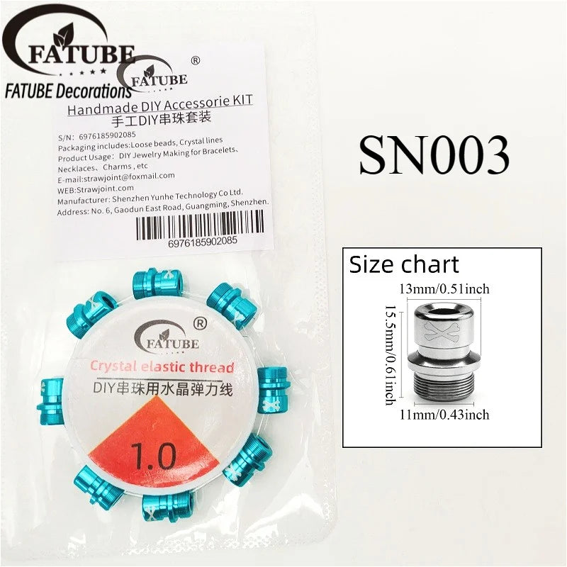 FATUBE DIY Jewelry Set Multicolor Thread Large Hole Aluminum Beads Elastic Thread For Handmade Bracelet Charm Craft Making