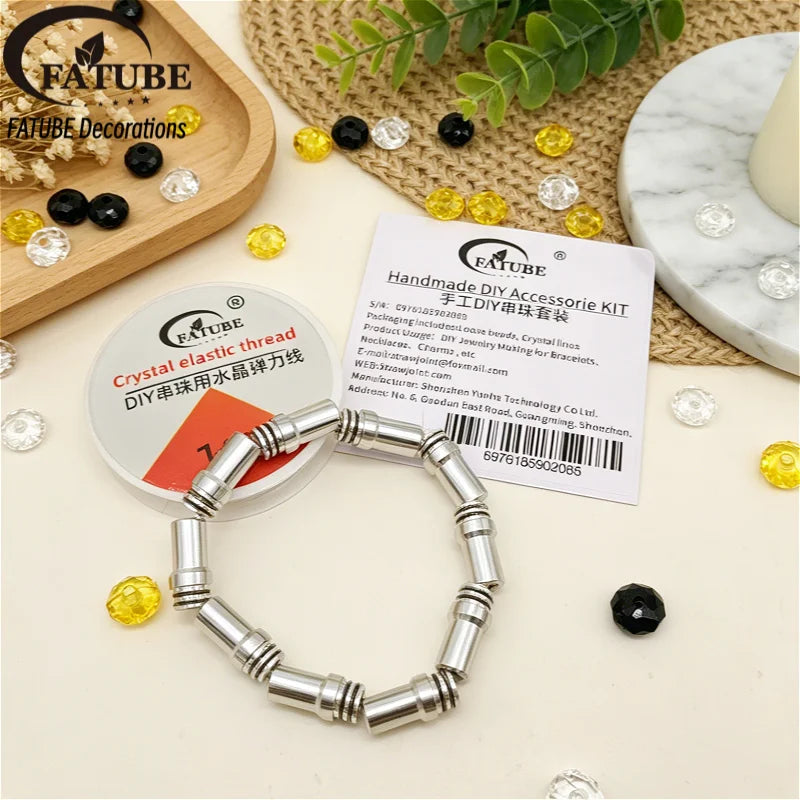FATUBE DIY Tube Beads Bracelet Making Kit Metal Plastic Spacer Beads for Handmade Jewelry Supplies DIY Projects