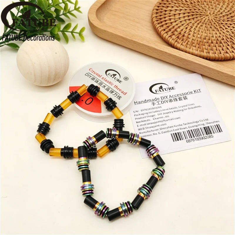 FATUBE Mixed Plastic Metal Beads Spacer Beads Kit Loose Beads With Elastic Thread DIY Necklace Handmade Jewelry Making Supplies