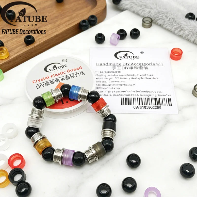 FATUBE Multicolor Acrylic & Stainless Steel Beads, DIY Jewelry Accessories for Bracelets, Necklaces, Charms and Handmade Crafts