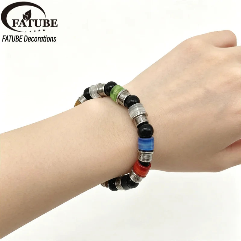 FATUBE Multicolor Acrylic & Stainless Steel Beads, DIY Jewelry Accessories for Bracelets, Necklaces, Charms and Handmade Crafts