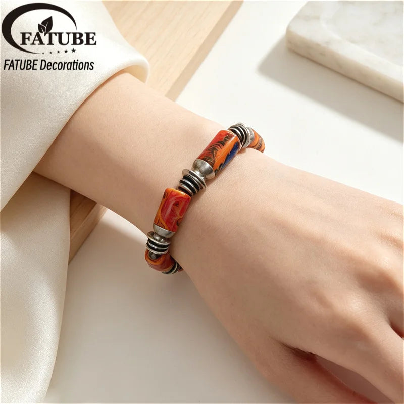 FATUBE Metal Resin Bead Set DIY Bracelet Making Kit Thread Loose Spacer Bead for Handmade Jewelry Necklaces Charm Craft Supplies
