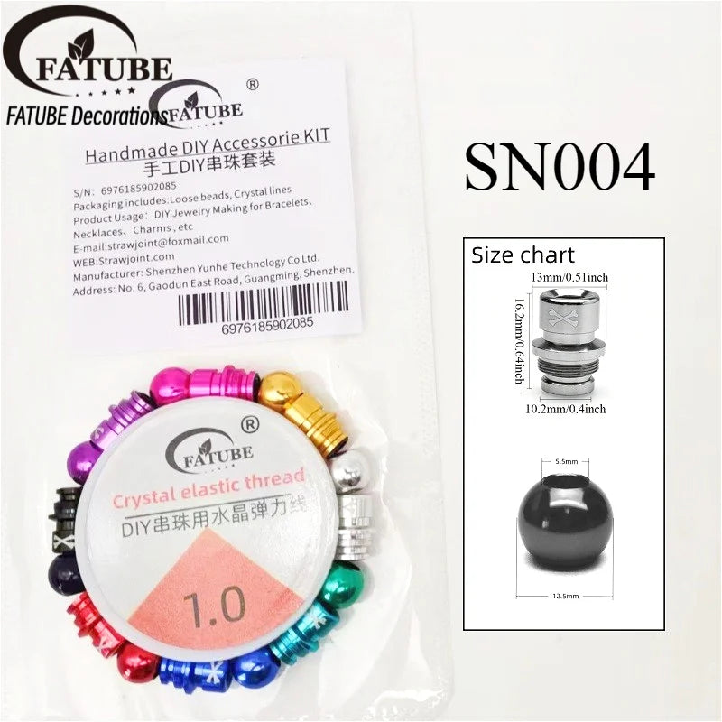 FATUBE Multicolor Large Hole Aluminum Spacer Bead Crystal Elastic Thread DIY Handmade Bracelet Necklace Jewelry Making Parts Set
