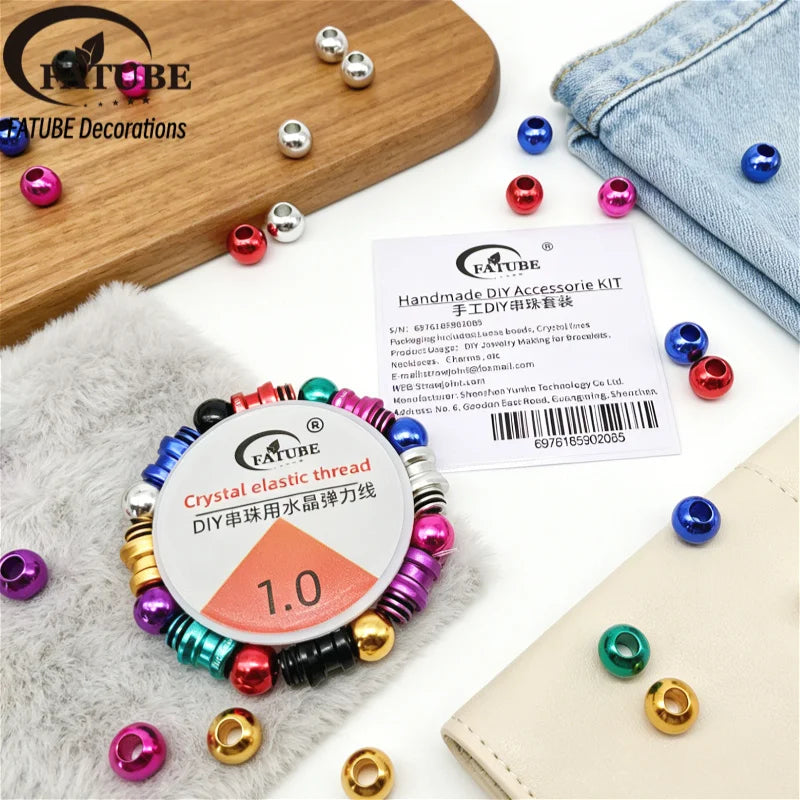 FATUBE Colorful Threaded Aluminum Spacer Beads Multicolor Metal Loose Beads DIY Bracelet Necklace Jewelry Making Accessories