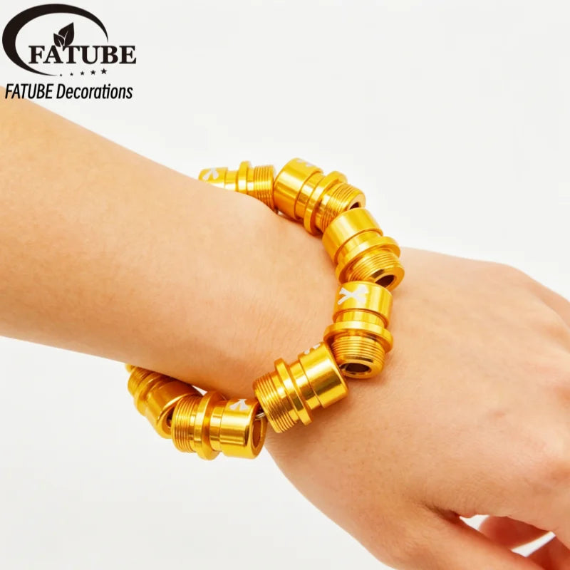 FATUBE DIY Jewelry Set Multicolor Thread Large Hole Aluminum Beads Elastic Thread For Handmade Bracelet Charm Craft Making