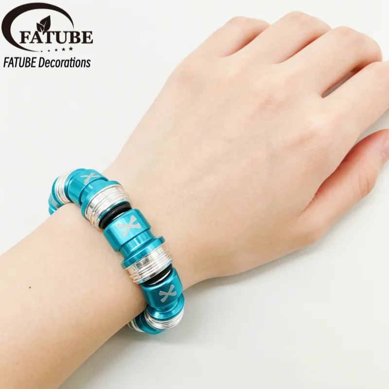 FATUBE Multicolor Large Hole Aluminum Spacer Beads Kit With Crystal Elastic Thread DIY Bracelet Necklace Jewelry Making Parts