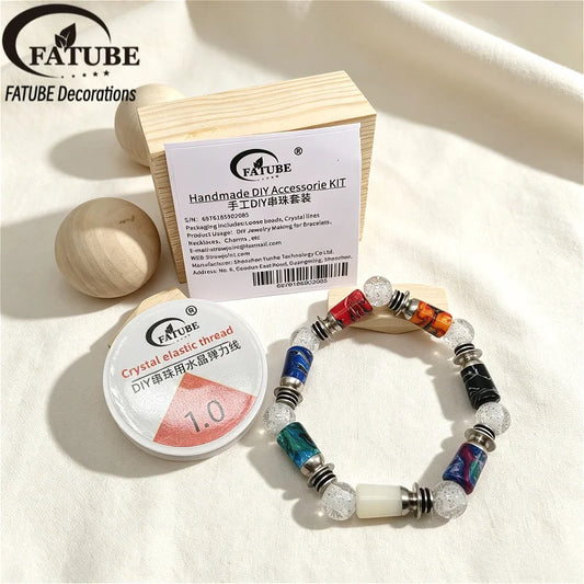 FATUBE Metal Resin Bead Set DIY Bracelet Making Kit Thread Loose Spacer Bead for Handmade Jewelry Necklaces Charm Craft Supplies