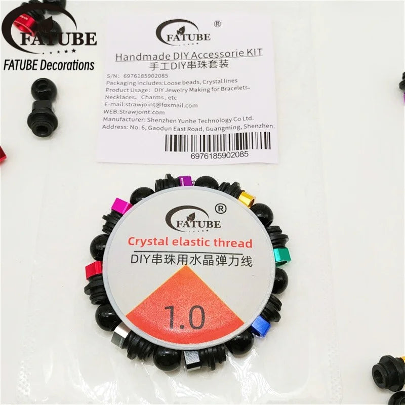FATUBE Mixed Color Aluminum & Glossy Black Round Ball Spacer Loose Beads for DIY Bracelet Handmade Jewelry Making Parts