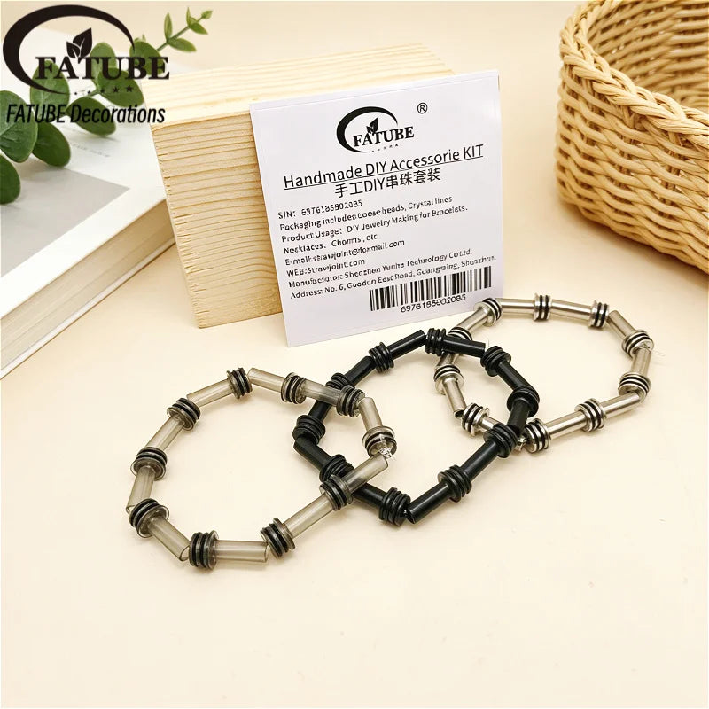 FATUBE Tube Spacer Beads Metal Plastic Loose Beads Multi Color DIY Handmade Bracelet Jewelry Making Kit With Elastic Thread