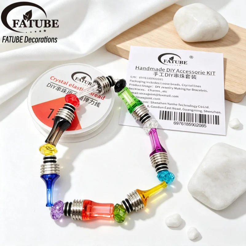 FATUBE DIY Bracelet Making Kit Multicolor Metal Plastic Beads with Elastic Thread for Handmade Jewelry Craft Supplies