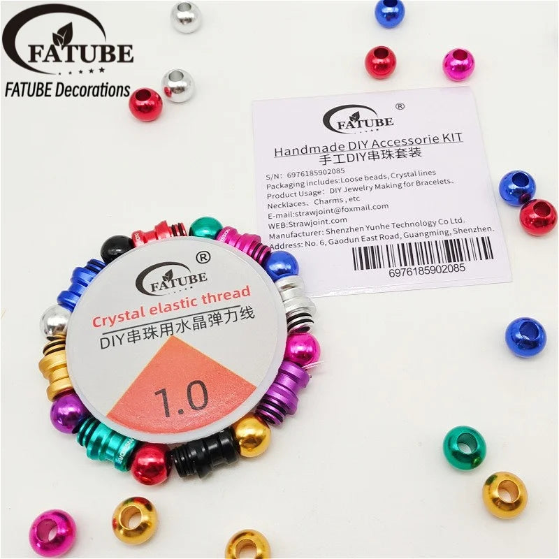 FATUBE Colorful Threaded Aluminum Spacer Beads Multicolor Metal Loose Beads DIY Bracelet Necklace Jewelry Making Accessories