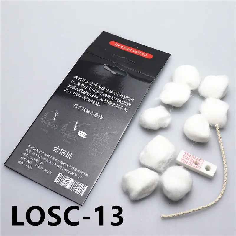 COTN THREADS Lighter Cotton Replacement Accessories Organic Oil‑Wicking Laces Sheet‑Shaped Cotton Balls Flint Stones