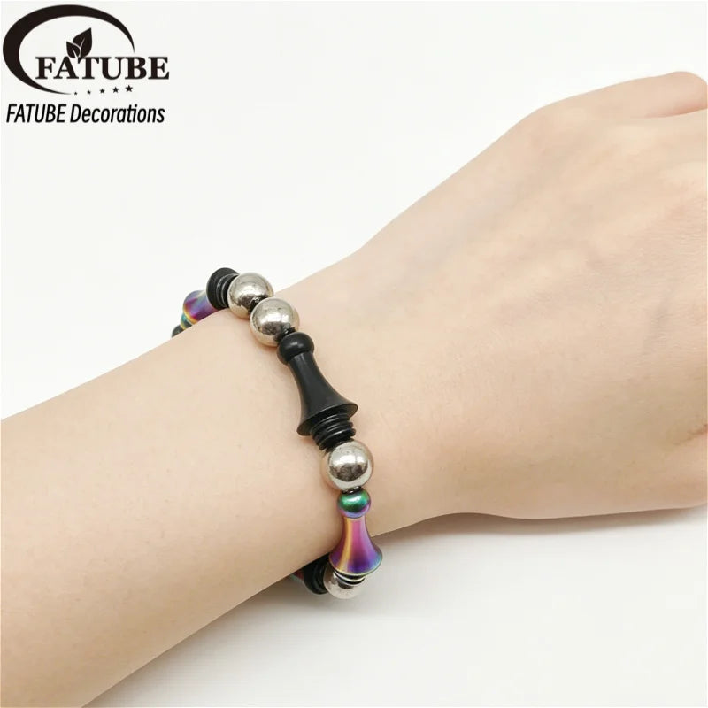 FATUBE Handmade DIY Accessorie Kit Spacer Beads Metal Plastic Loose Beads with Elastic Thread for Bracelets Necklaces Making
