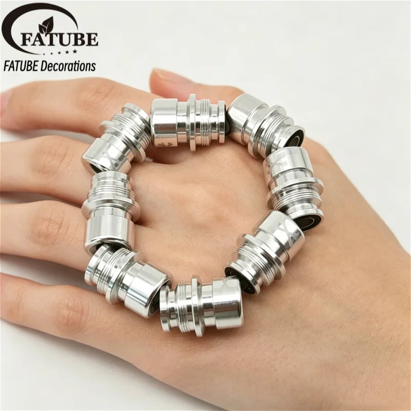 FATUBE Multicolor Large Hole Aluminum Spacer Bead Crystal Elastic Thread DIY Handmade Bracelet Necklace Jewelry Making Parts Set
