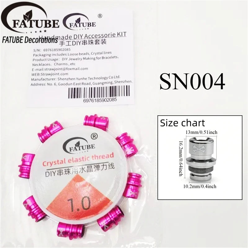 FATUBE Multicolor Large Hole Aluminum Spacer Bead Crystal Elastic Thread DIY Handmade Bracelet Necklace Jewelry Making Parts Set