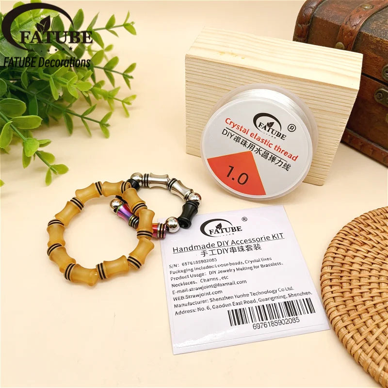 Multi Color FATUBE Spacer Beads Metal Plastic Loose Beads DIY Handmade Bracelet Jewelry Craft Making Kit With Elastic Thread